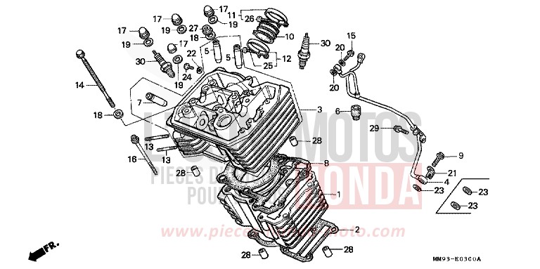 CYLINDER/CYLINDER HEAD (FRONT) for TRANSALP SPARKLING SILVER METALLIC (NH295A) from 1991