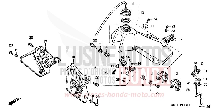 FUEL TANK (CR125RL) for CR125R NEUCLEAR RED (R177) from 1990
