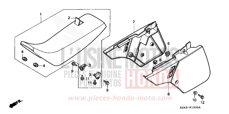 SEAT/SIDE COVER (CR125RL) for CR125R NEUCLEAR RED (R177) from 1990