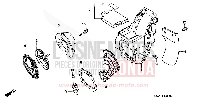 AIR CLEANER (CR125RL) for CR125R NEUCLEAR RED (R177) from 1990