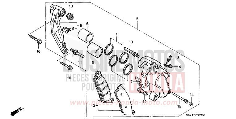 FRONT BRAKE CALIPER (XL600VR) for TRANSALP PEARL ATLANTIS BLUE (B142H) from 1994