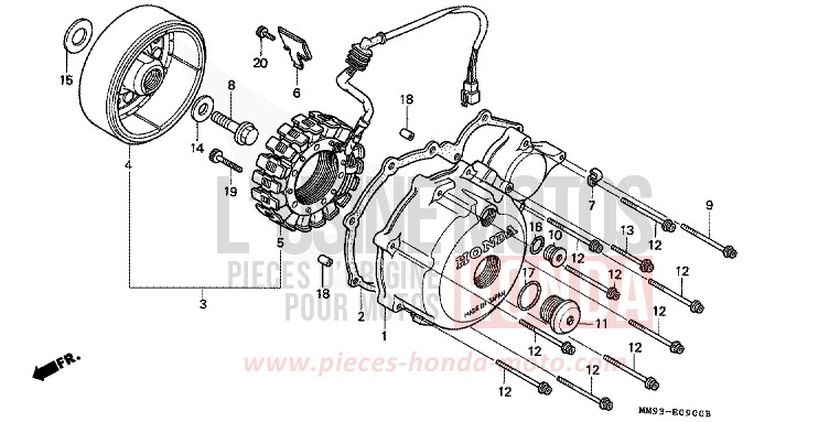 LEFT CRANKCASE COVER/ GENERATOR for TRANSALP SPARKLER BLACK PEARL (NH343K) from 1994