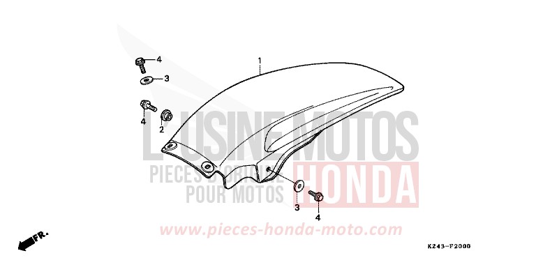 REAR FENDER (CR125RL) for CR125R NEUCLEAR RED (R177) from 1990