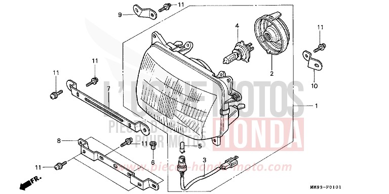 HEADLIGHT (2) (XL600VR) for TRANSALP SPARKLER BLACK PEARL (NH343K) from 1994
