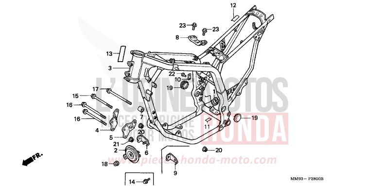 FRAME BODY for TRANSALP MOONRISE PERPLE METALLIC (RP131E) from 1993