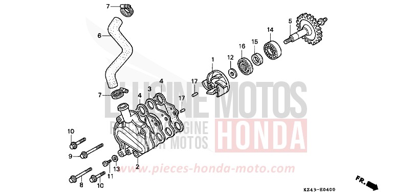 WATER PUMP for CR125R NEUCLEAR RED (R177) from 1991