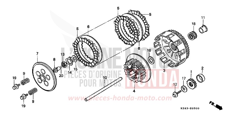 CLUTCH for CR125R NEUCLEAR RED (R177) from 1991
