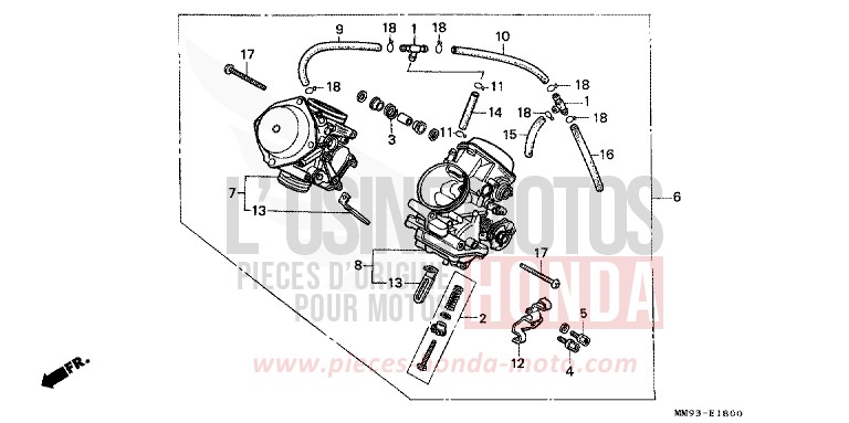 CARBURETOR (ASSY.) for TRANSALP MOONRISE PERPLE METALLIC (RP131E) from 1992