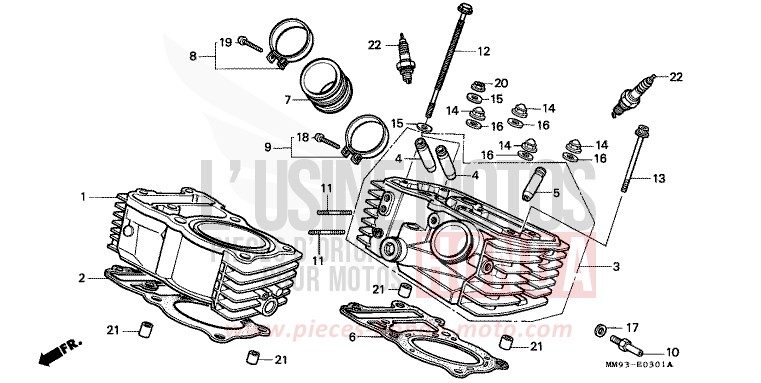 CYLINDER/CYLINDER HEAD (REAR) for TRANSALP PR131E (PR131E) from 1992