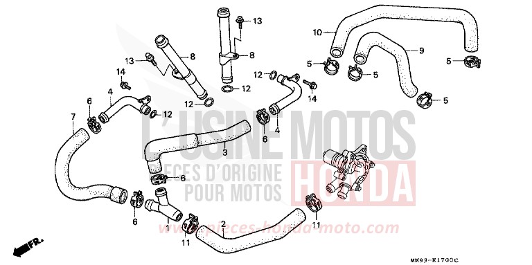 WATER PIPE for TRANSALP PR131E (PR131E) from 1992