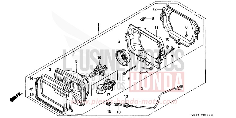 HEADLIGHT (1) for TRANSALP PR131E (PR131E) from 1992
