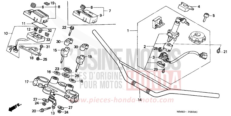 HANDLE PIPE/TOP BRIDGE for TRANSALP PR131E (PR131E) from 1992