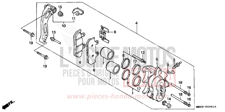 FRONT BRAKE CALIPER (XL600VM/VN/VP) for TRANSALP PR131E (PR131E) from 1992