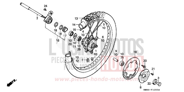 FRONT WHEEL for TRANSALP PR131E (PR131E) from 1992
