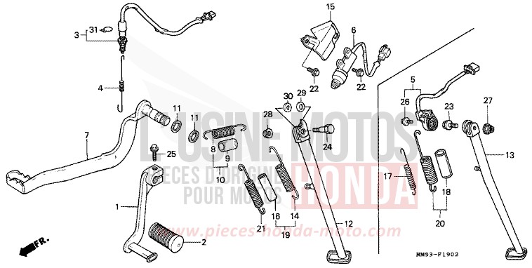 PEDAL/STAND (XL600VM/VN/VP/VR) for TRANSALP PR131E (PR131E) from 1992