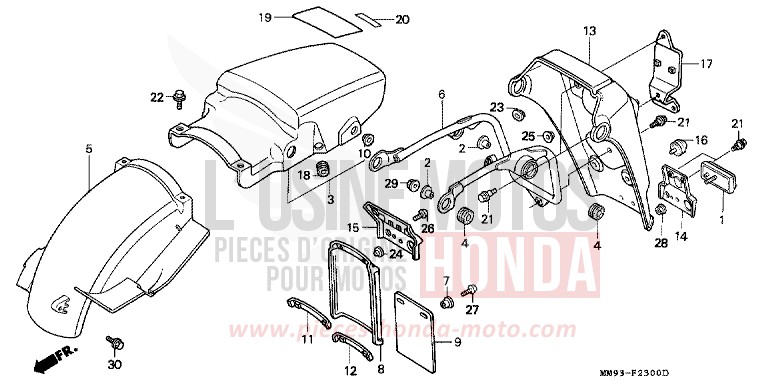 REAR FENDER for TRANSALP PR131E (PR131E) from 1992