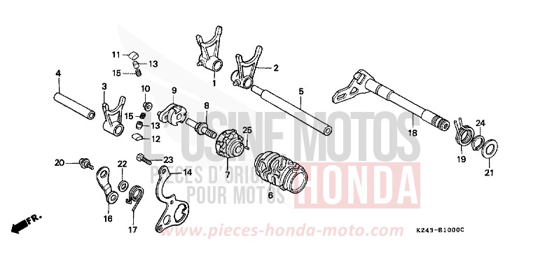 GEARSHIFT DRUM for CR125R NEUCLEAR RED (R177) from 1991