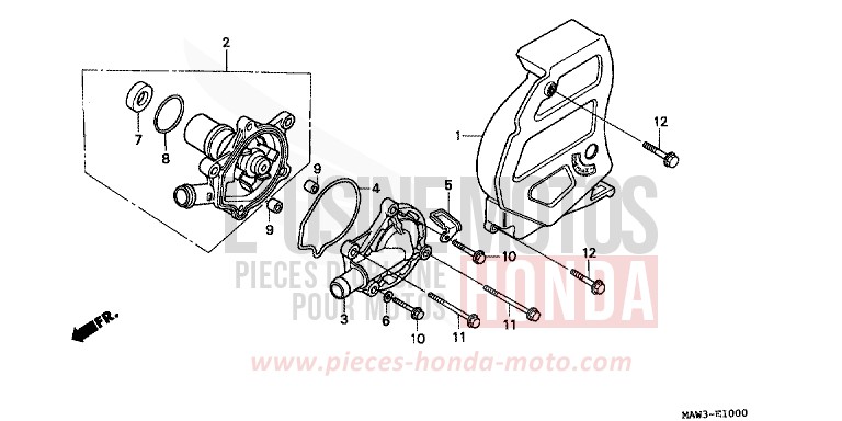 WATER PUMP for TRANSALP ANCHOR GRAY METALLIC-U (NH229B) from 1996
