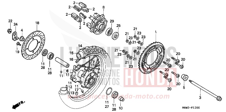 REAR WHEEL for TRANSALP ANCHOR GRAY METALLIC-U (NH229B) from 1996