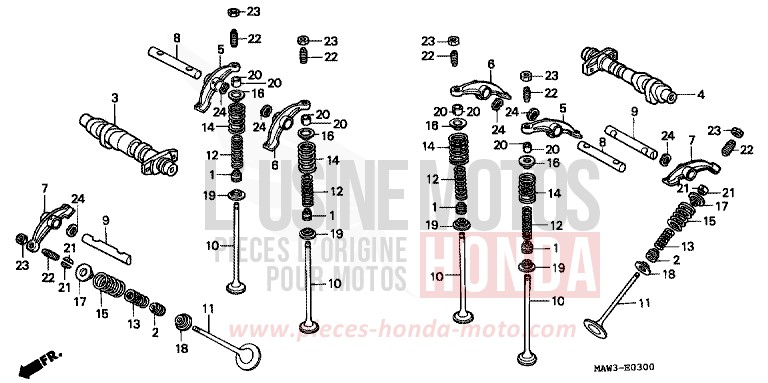 CAMSHAFT/VALVE for TRANSALP CASSIS RED METALLIC (R217K) from 1996