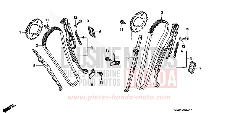 CAM CHAIN/TENSIONER for TRANSALP CASSIS RED METALLIC (R217K) from 1996