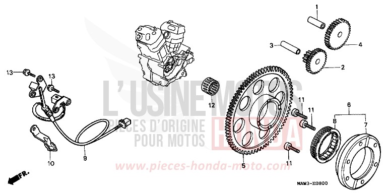 PULSE GENERATOR/ STARTING CLUTCH for TRANSALP CASSIS RED METALLIC (R217K) from 1996