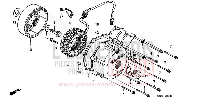 LEFT CRANKCASE COVER/ GENERATOR for TRANSALP CASSIS RED METALLIC (R217K) from 1996
