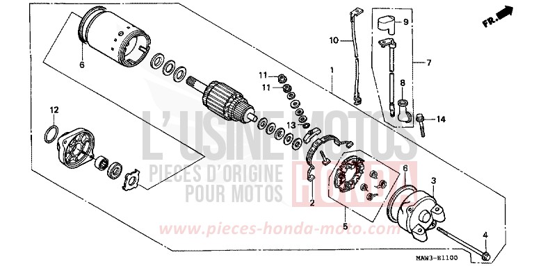 STARTING MOTOR for TRANSALP CASSIS RED METALLIC (R217K) from 1996