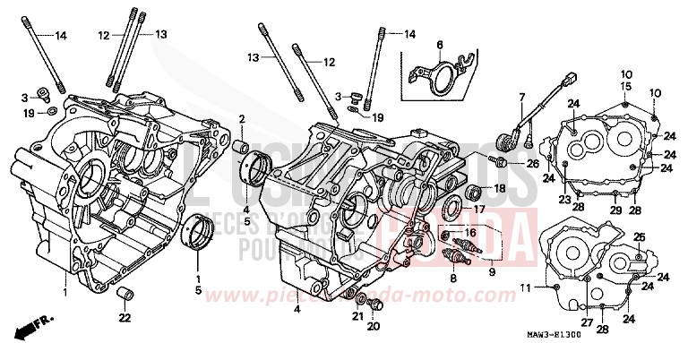 CRANKCASE for TRANSALP CASSIS RED METALLIC (R217K) from 1996