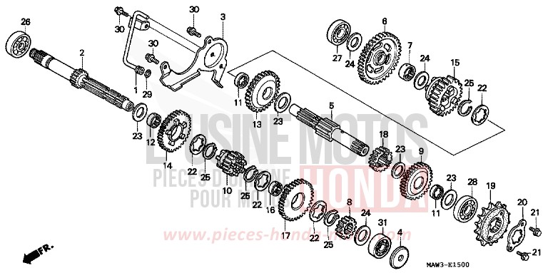 TRANSMISSION for TRANSALP CASSIS RED METALLIC (R217K) from 1996