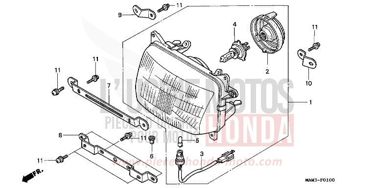 HEADLIGHT for TRANSALP CASSIS RED METALLIC (R217K) from 1996