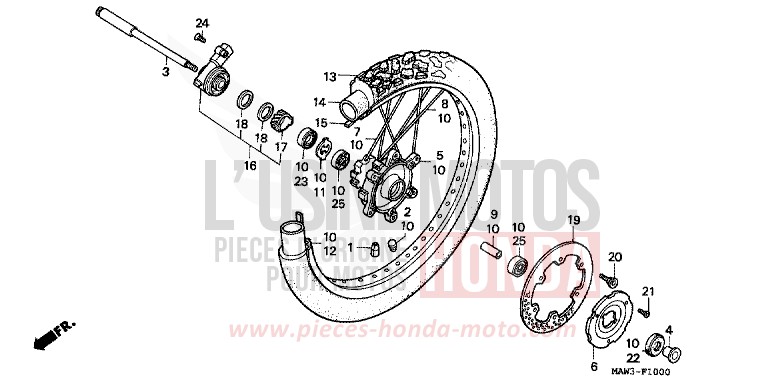 FRONT WHEEL for TRANSALP CASSIS RED METALLIC (R217K) from 1996