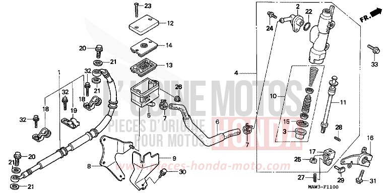 REAR BRAKE MASTER CYLINDER for TRANSALP CASSIS RED METALLIC (R217K) from 1996