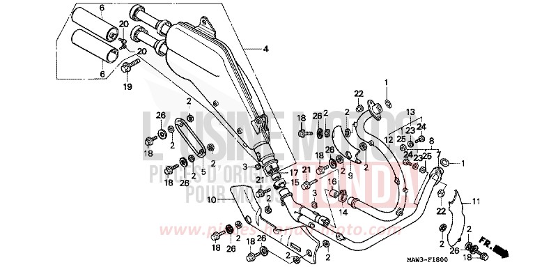 EXHAUST MUFFLER for TRANSALP CASSIS RED METALLIC (R217K) from 1996
