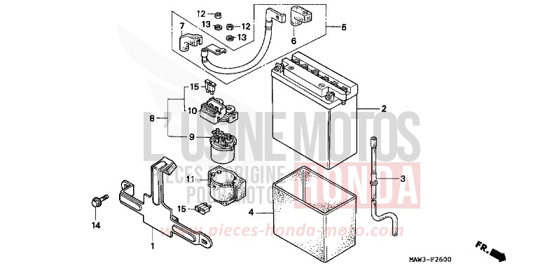 BATTERY for TRANSALP CASSIS RED METALLIC (R217K) from 1996