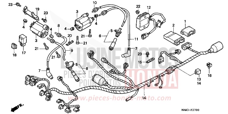 WIRE HARNESS (E/F/G/IT/SP/2G/2IT) for TRANSALP CASSIS RED METALLIC (R217K) from 1996