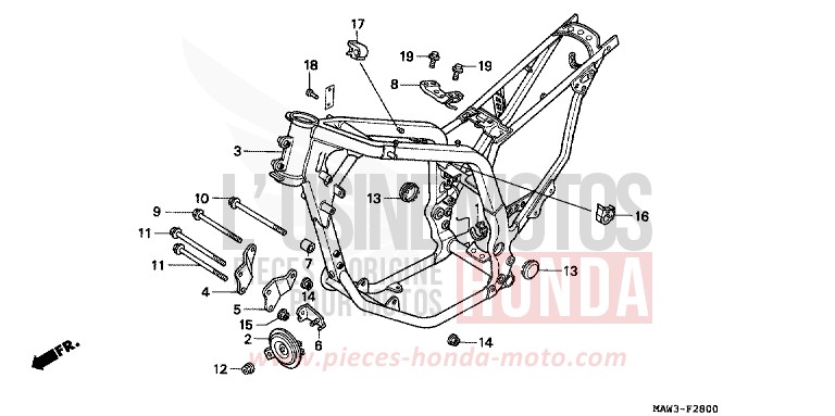 FRAME BODY for TRANSALP CASSIS RED METALLIC (R217K) from 1996