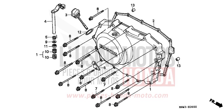 RIGHT CRANKCASE COVER for TRANSALP LAPIS BLUE METALLIIC (PB257H) from 1996