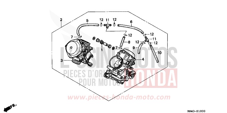 CARBURETOR (ASSY.) for TRANSALP LAPIS BLUE METALLIIC (PB257H) from 1996