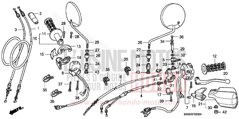 SWITCH/CABLE for TRANSALP LAPIS BLUE METALLIIC (PB257H) from 1996