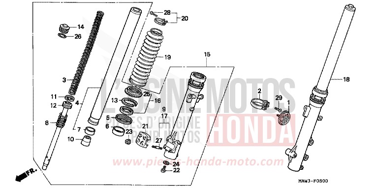 FRONT FORK for TRANSALP LAPIS BLUE METALLIIC (PB257H) from 1996