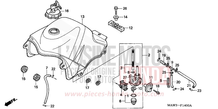 FUEL TANK for TRANSALP LAPIS BLUE METALLIIC (PB257H) from 1996