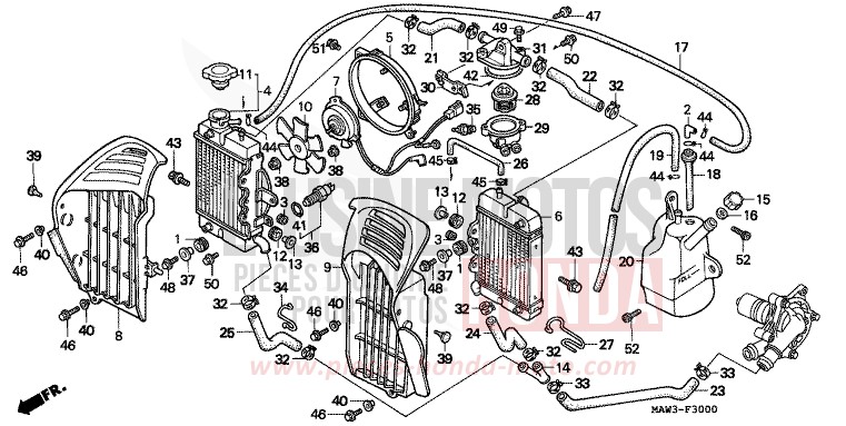 RADIATOR for TRANSALP LAPIS BLUE METALLIIC (PB257H) from 1996