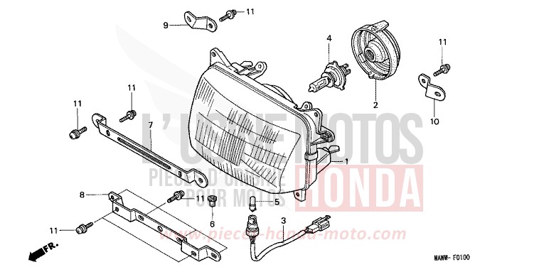 HEADLIGHT for TRANSALP BLACK (NH1D) from 1998