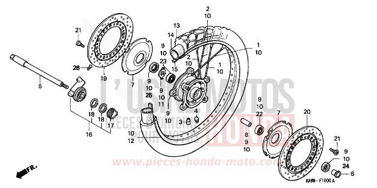FRONT WHEEL for TRANSALP BLACK (NH1D) from 1998