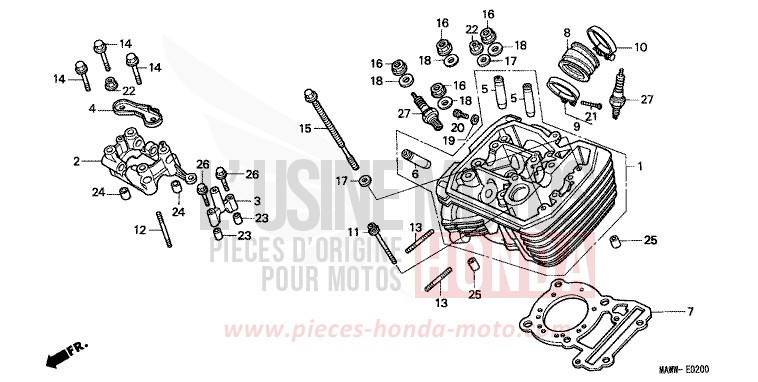 CYLINDER HEAD (FRONT) for TRANSALP RADIANT RED METALLIC (R218K) from 1998