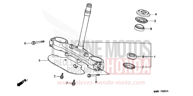 STEERING STEM for TRANSALP RADIANT RED METALLIC (R218K) from 1998