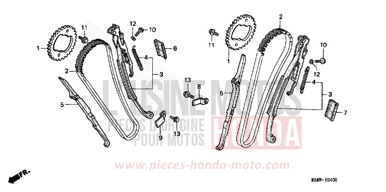 CAM CHAIN/TENSIONER for TRANSALP RADIANT RED METALLIC (R218K) from 1997