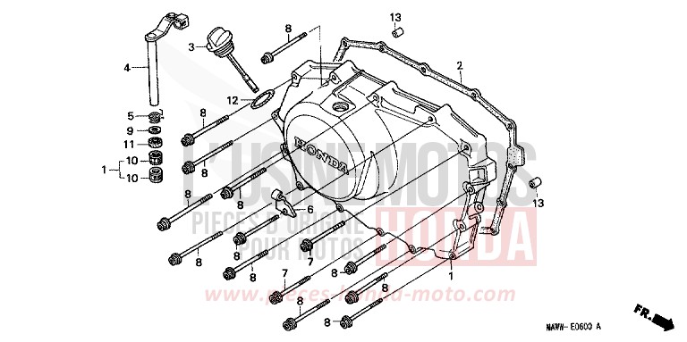 RIGHT CRANKCASE COVER for TRANSALP RADIANT RED METALLIC (R218K) from 1997