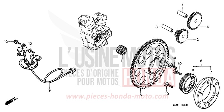 PULSE GENERATOR/ STARTING CLUTCH for TRANSALP RADIANT RED METALLIC (R218K) from 1997